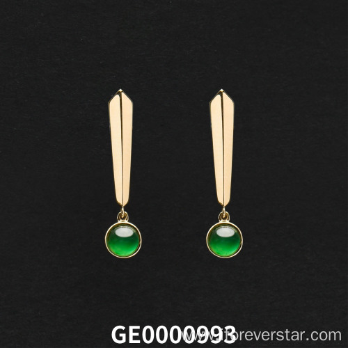 18K Real Gold Imperial Green Jadeite Earrings